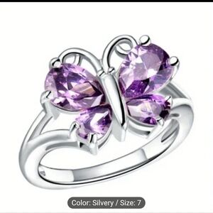 🦋🦋NEW🦋🦋 BEAUTIFUL!! Amethyst Zircona Butterfly Ring in SILVER